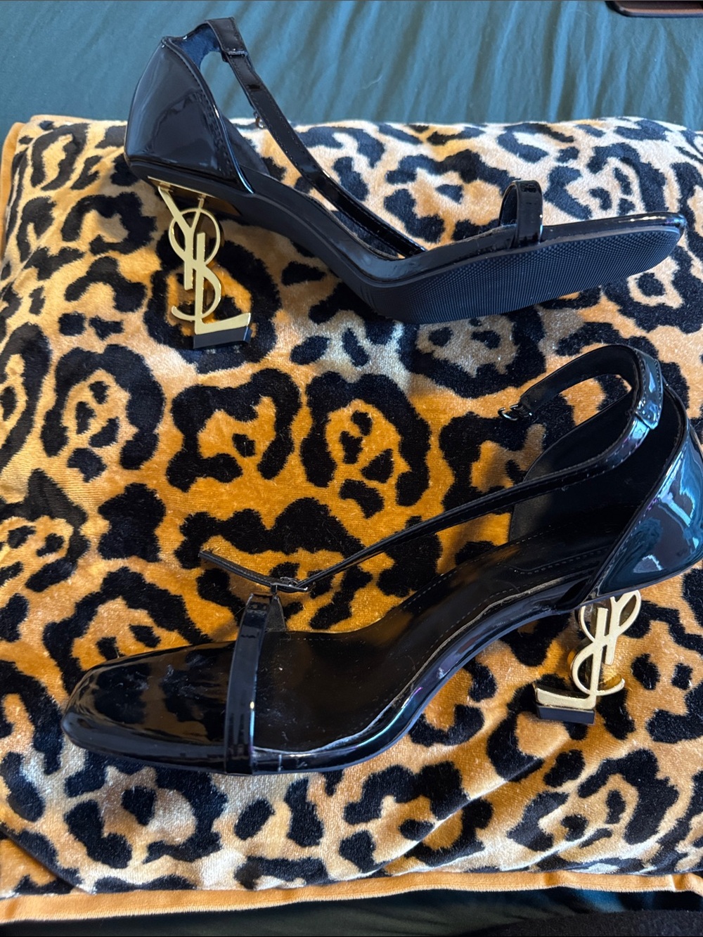 Black Patent YSL Logo Heel